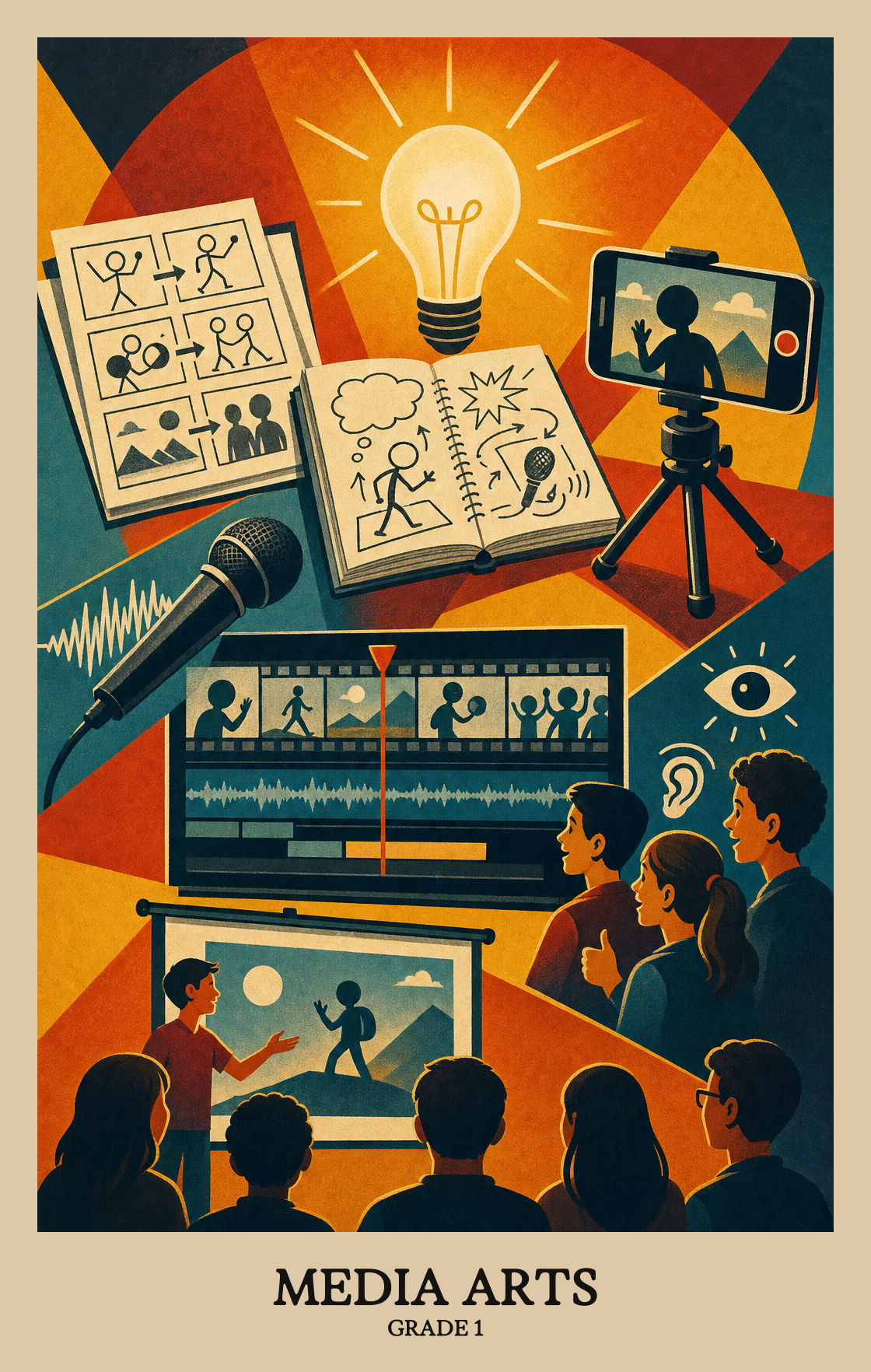 Illustration of what students learn in Grade 1 Arts: Media Arts