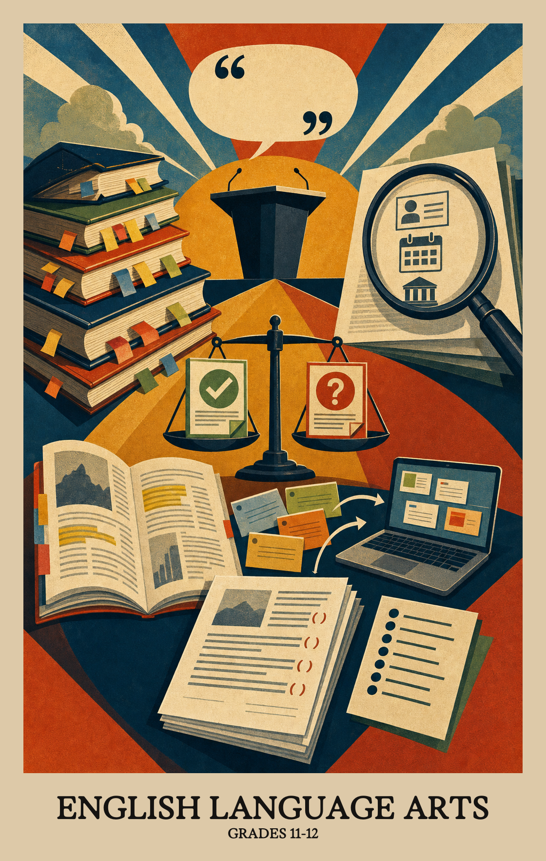 Illustration of what students learn in Grades 11-12 English Language Arts
