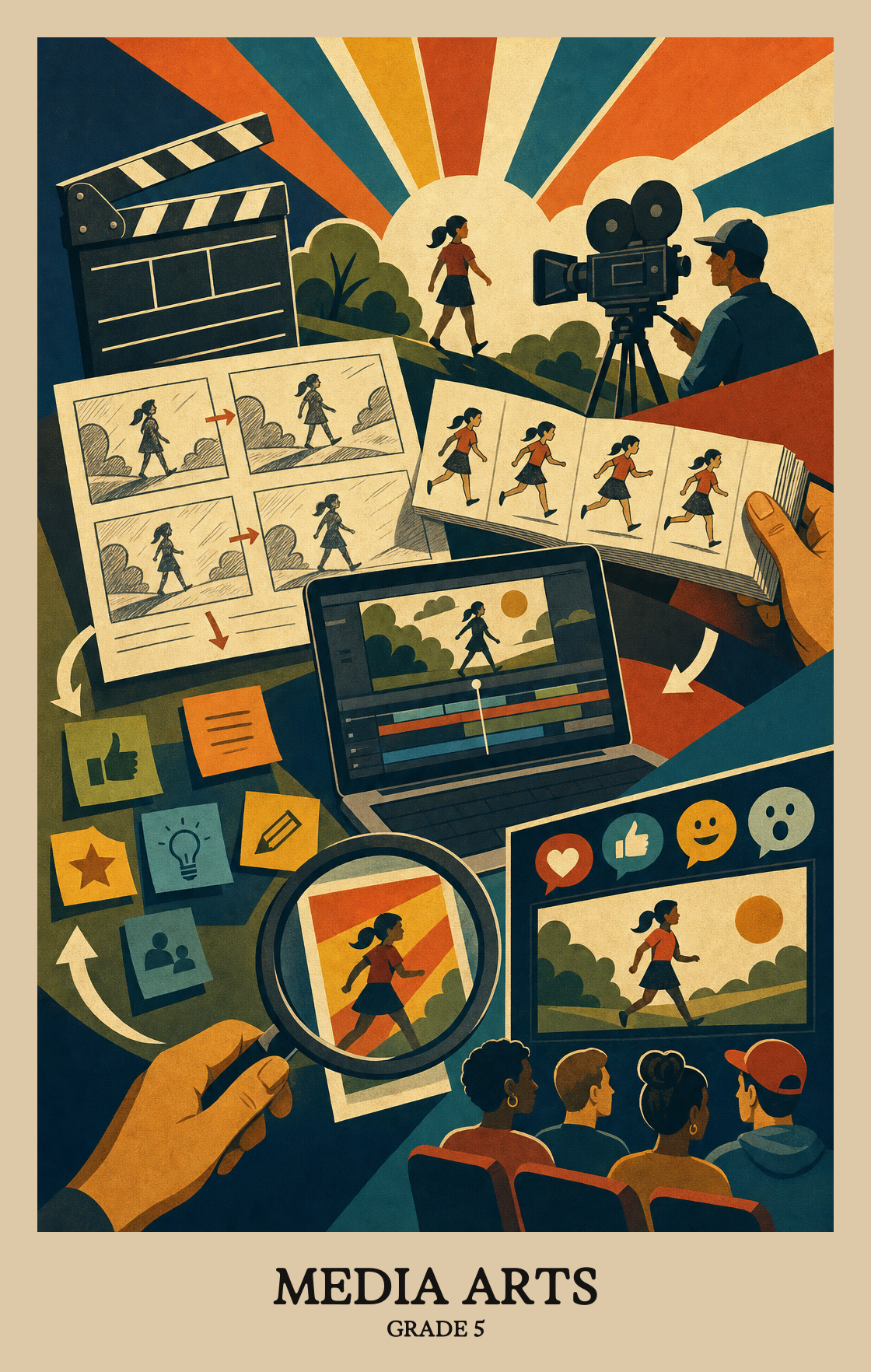 Illustration of what students learn in Grade 5 Arts: Media Arts