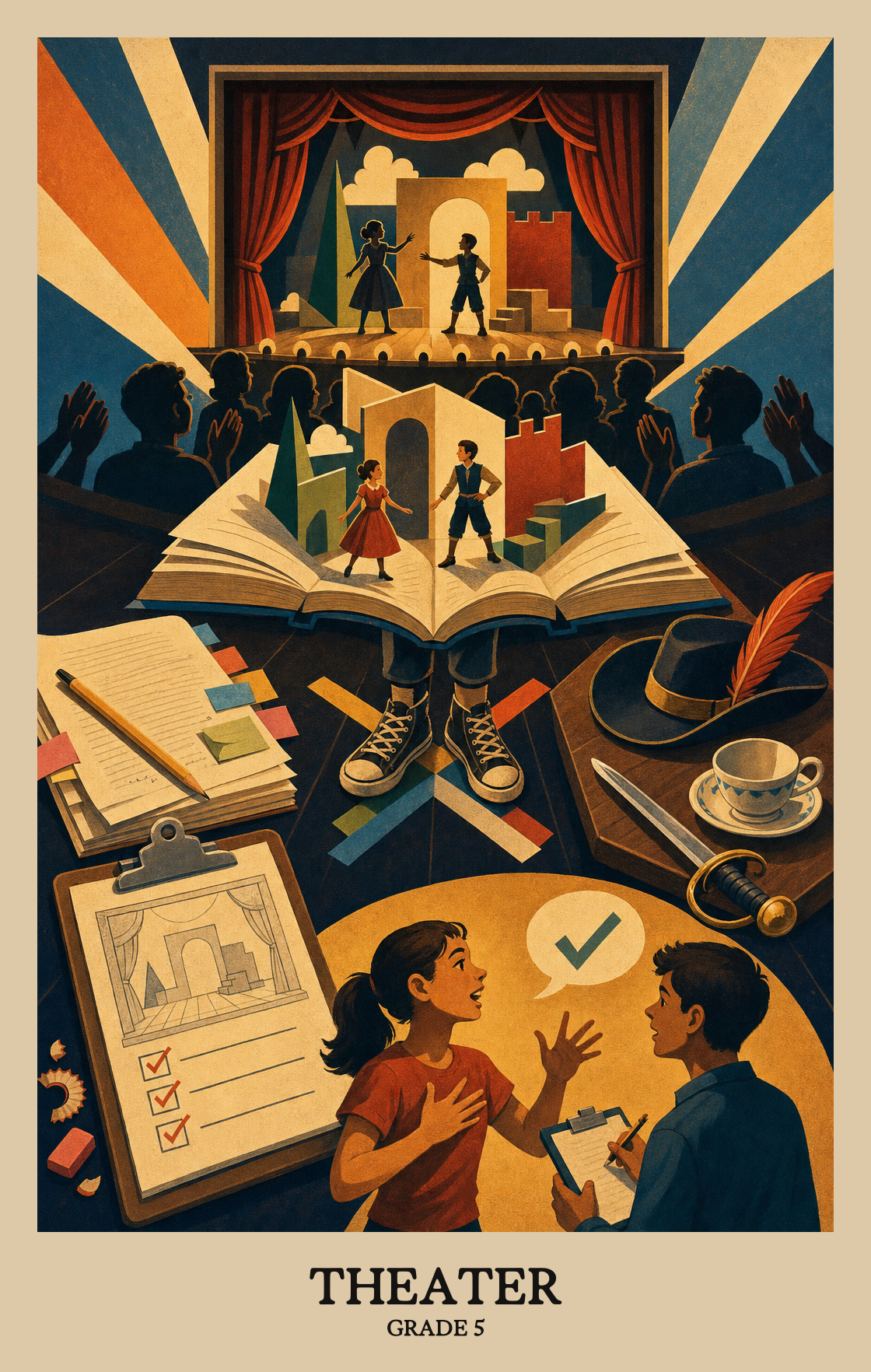Illustration of what students learn in Grade 5 Arts: Theatre