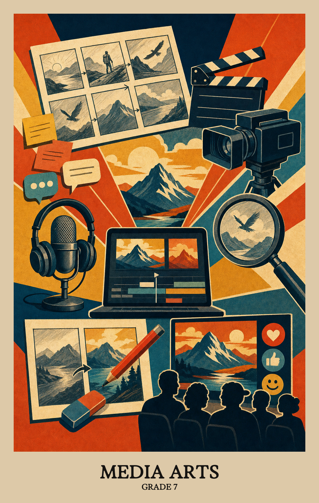 Illustration of what students learn in Grade 7 Arts: Media Arts
