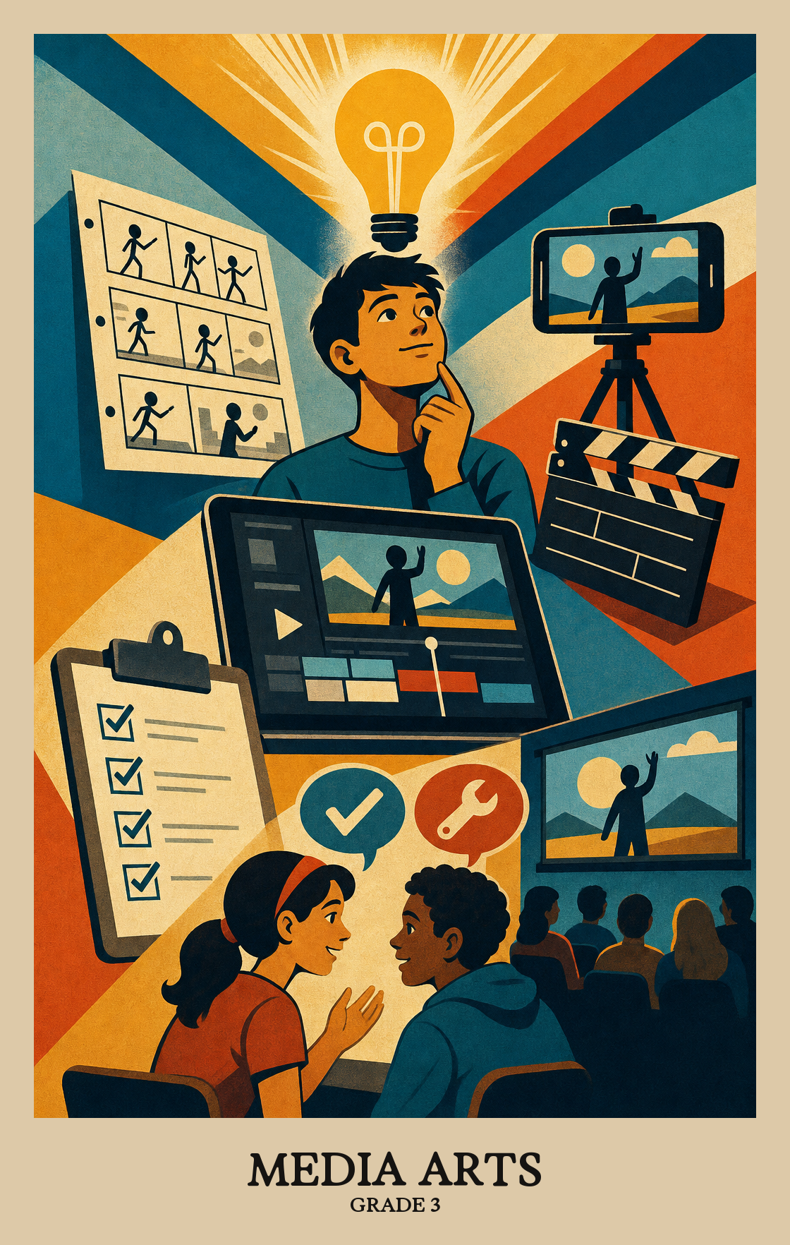 Illustration of what students learn in Grade 3 Arts: Media Arts