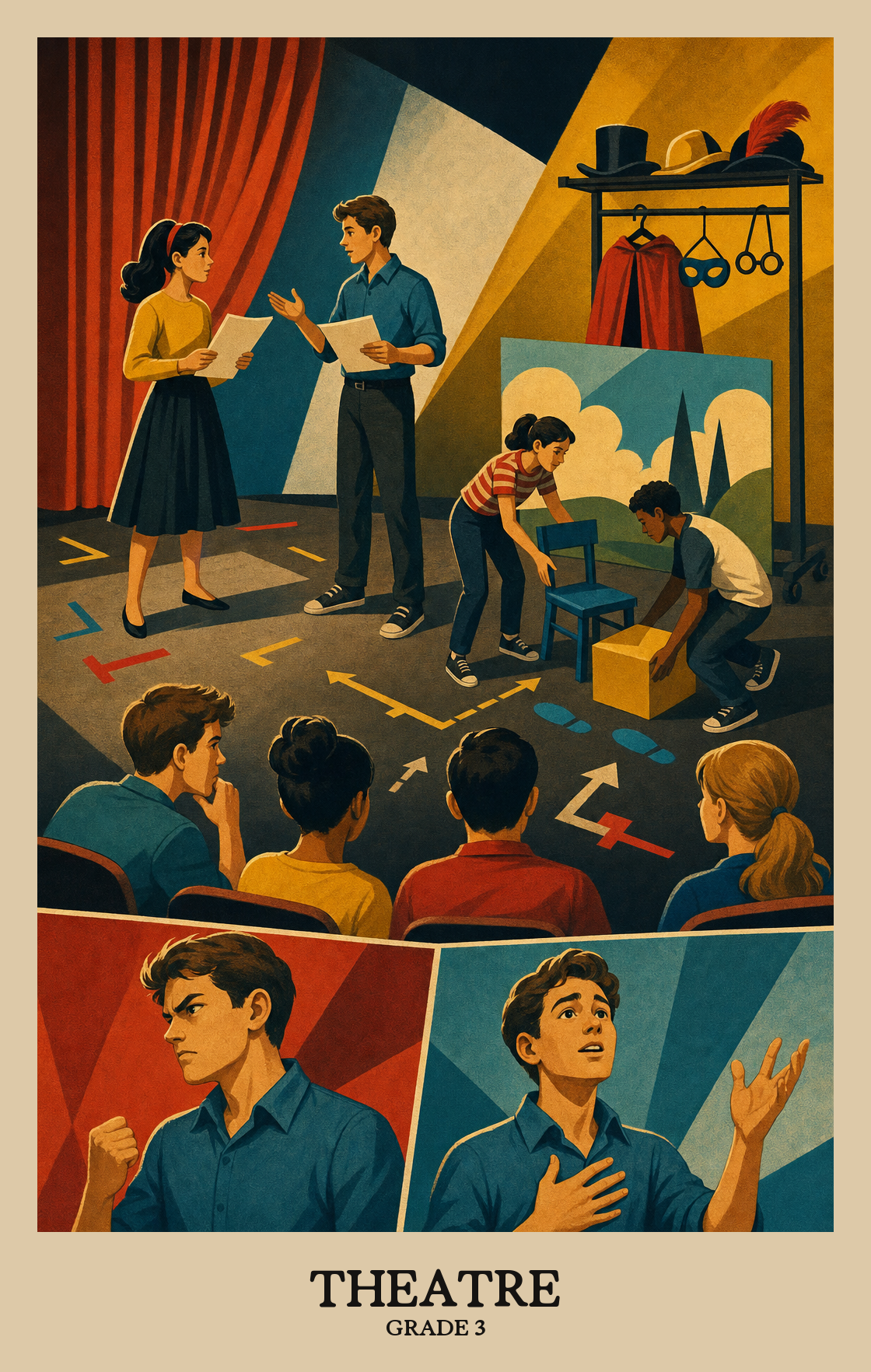 Illustration of what students learn in Grade 3 Arts: Theatre