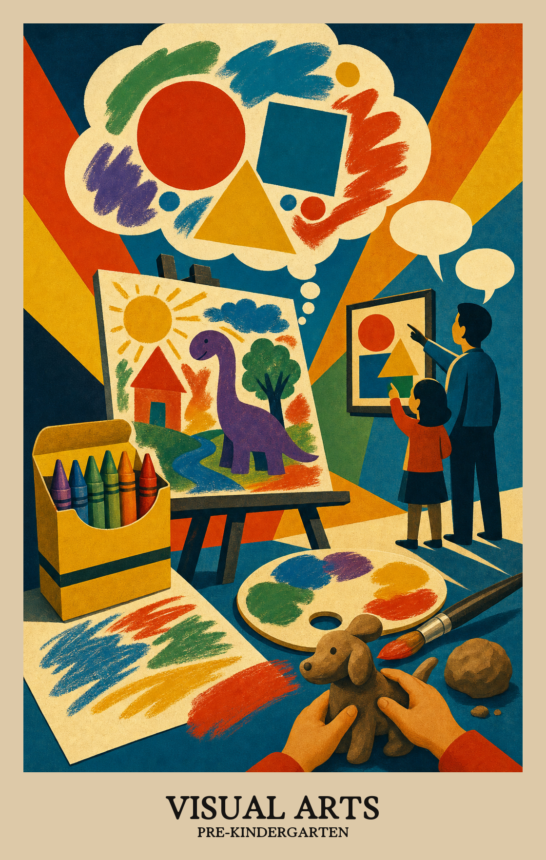 Illustration of what students learn in Pre-Kindergarten Arts: Visual Arts
