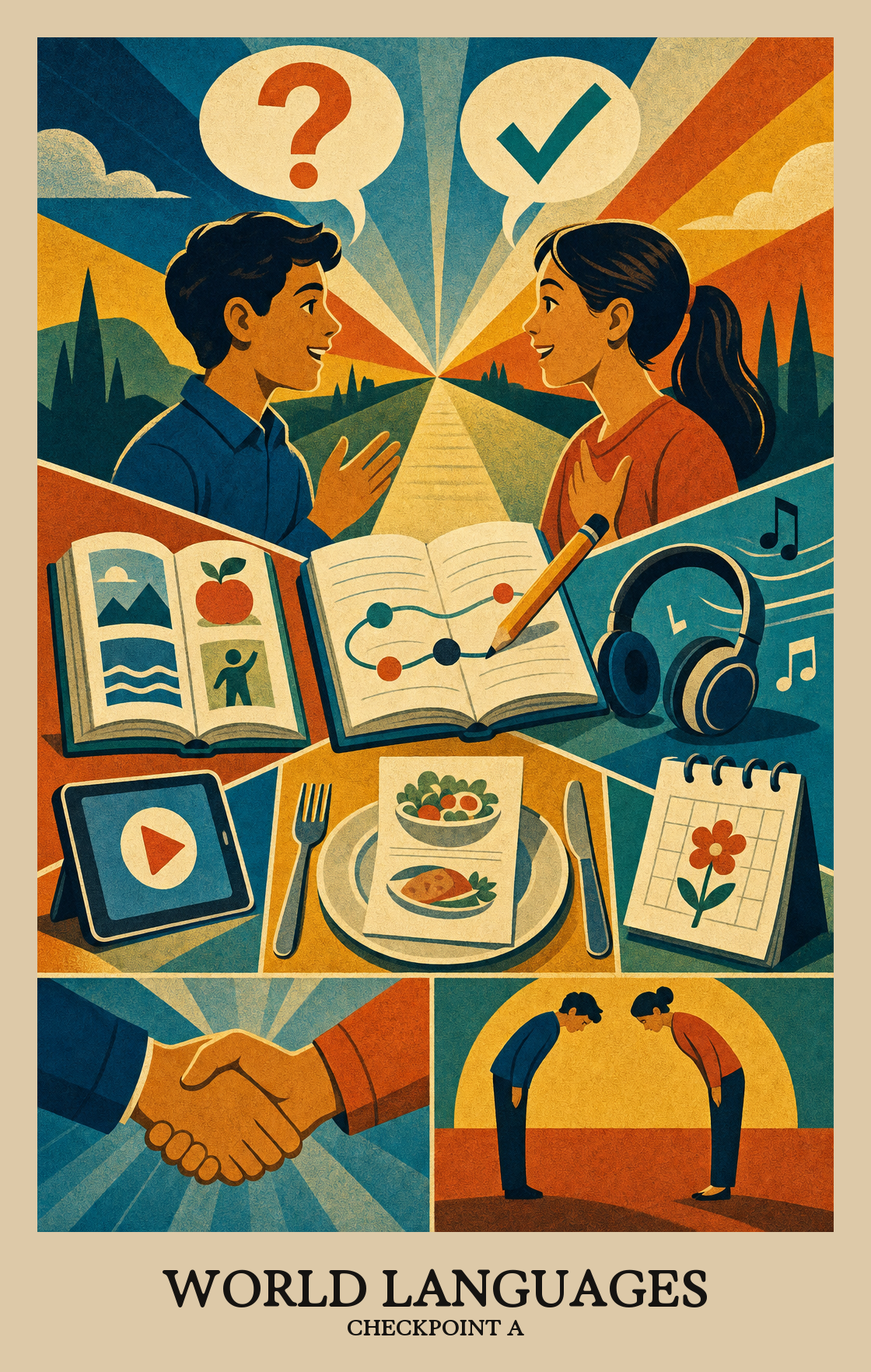 Illustration of what students learn in Checkpoint A World Languages