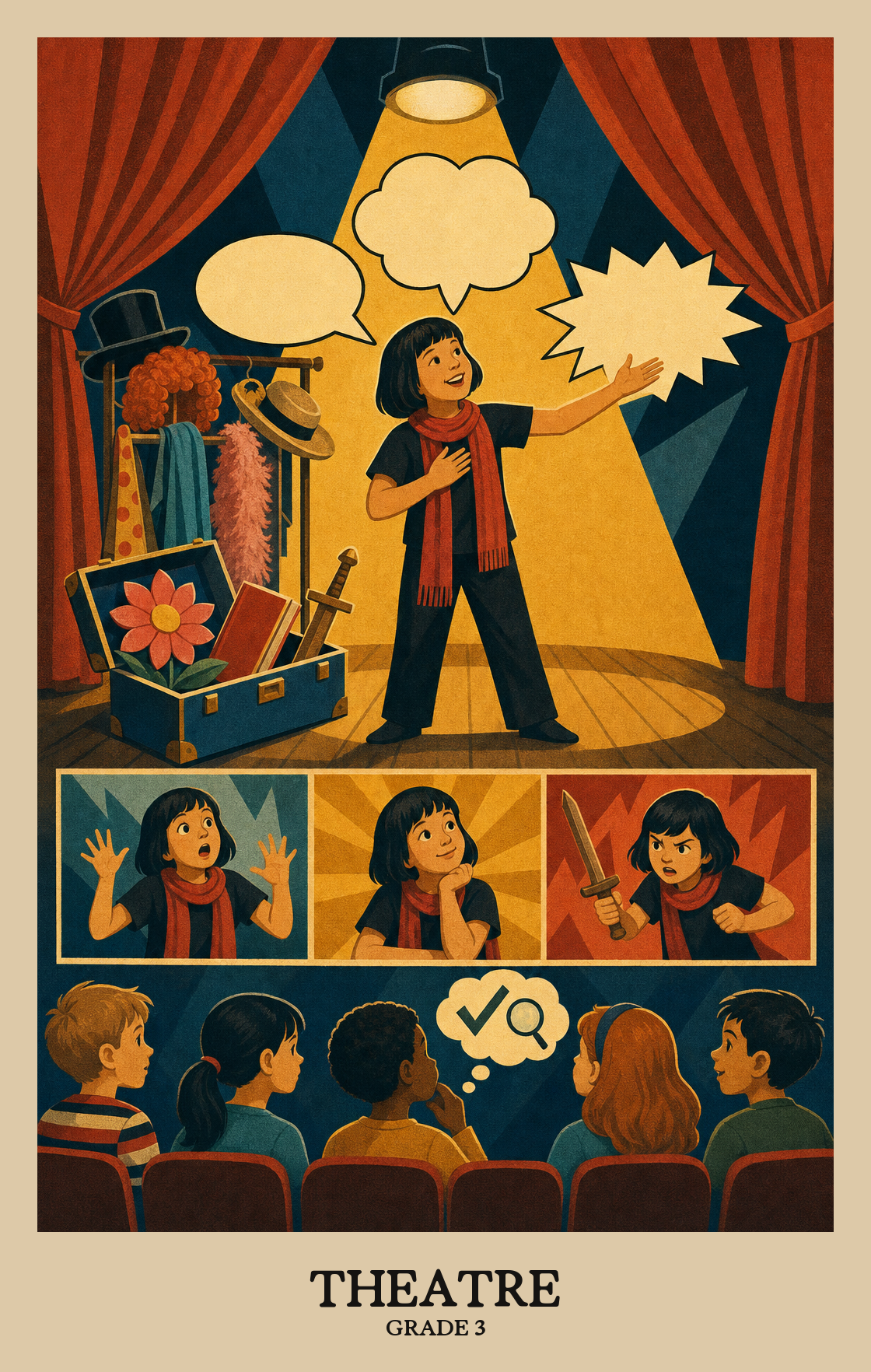 Illustration of what students learn in Grade 3 Arts: Theatre