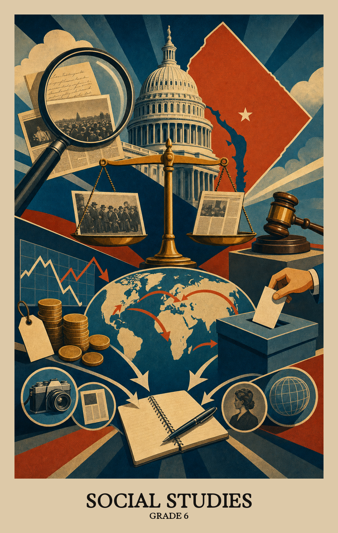 Illustration of what students learn in Grade 6 Social Studies