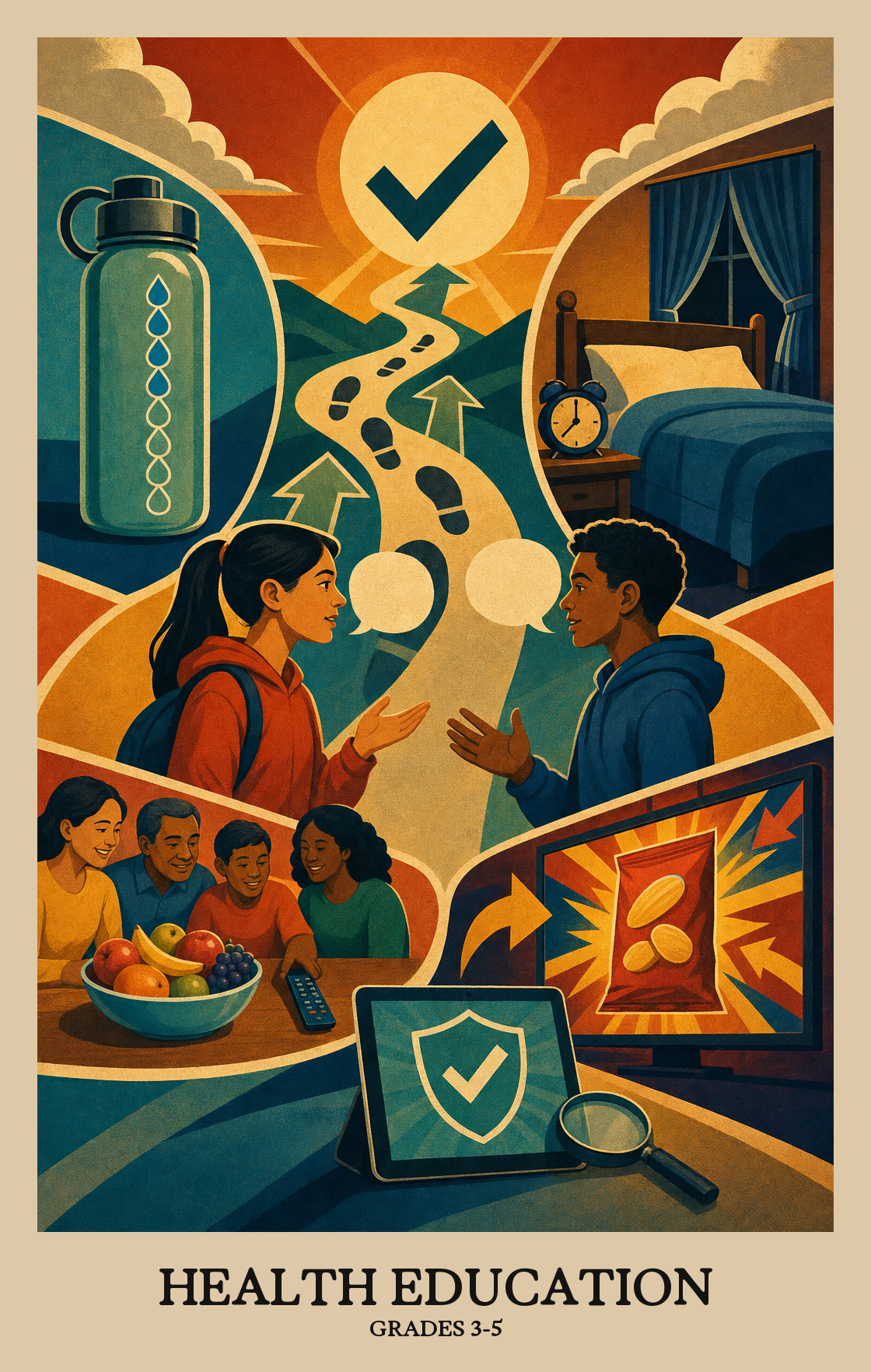 Illustration of what students learn in Grades 3-5 Health Education