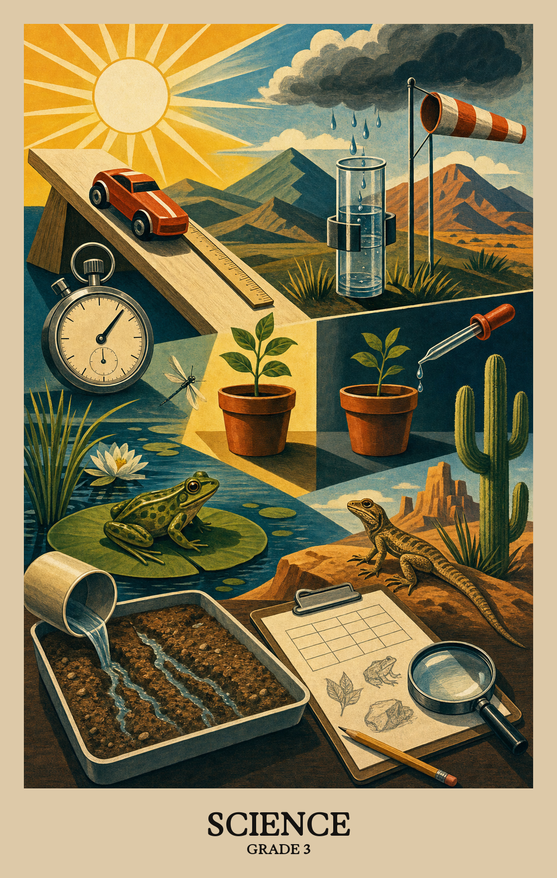 Illustration of what students learn in Grade 3 Science