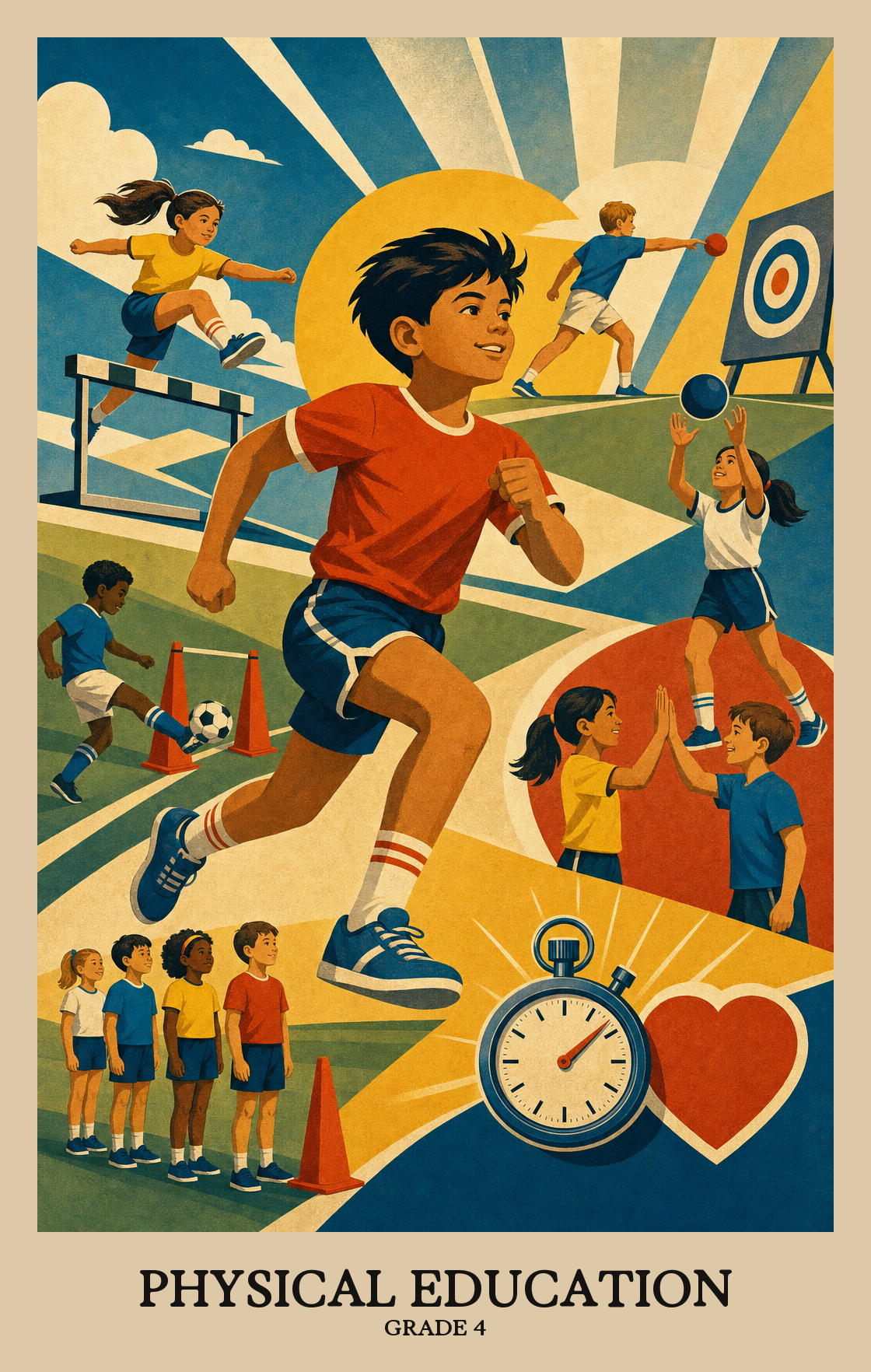 Illustration of what students learn in Grade 4 Physical Education