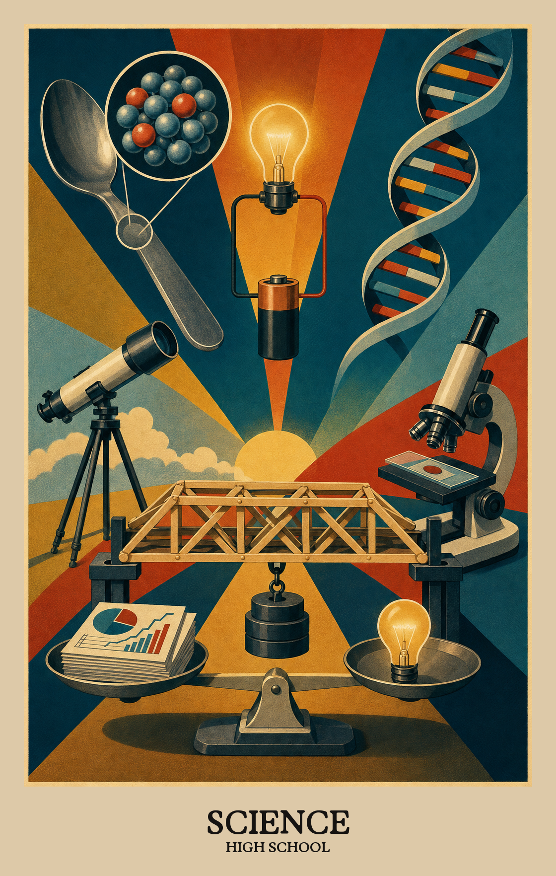 Illustration of what students learn in High School Science