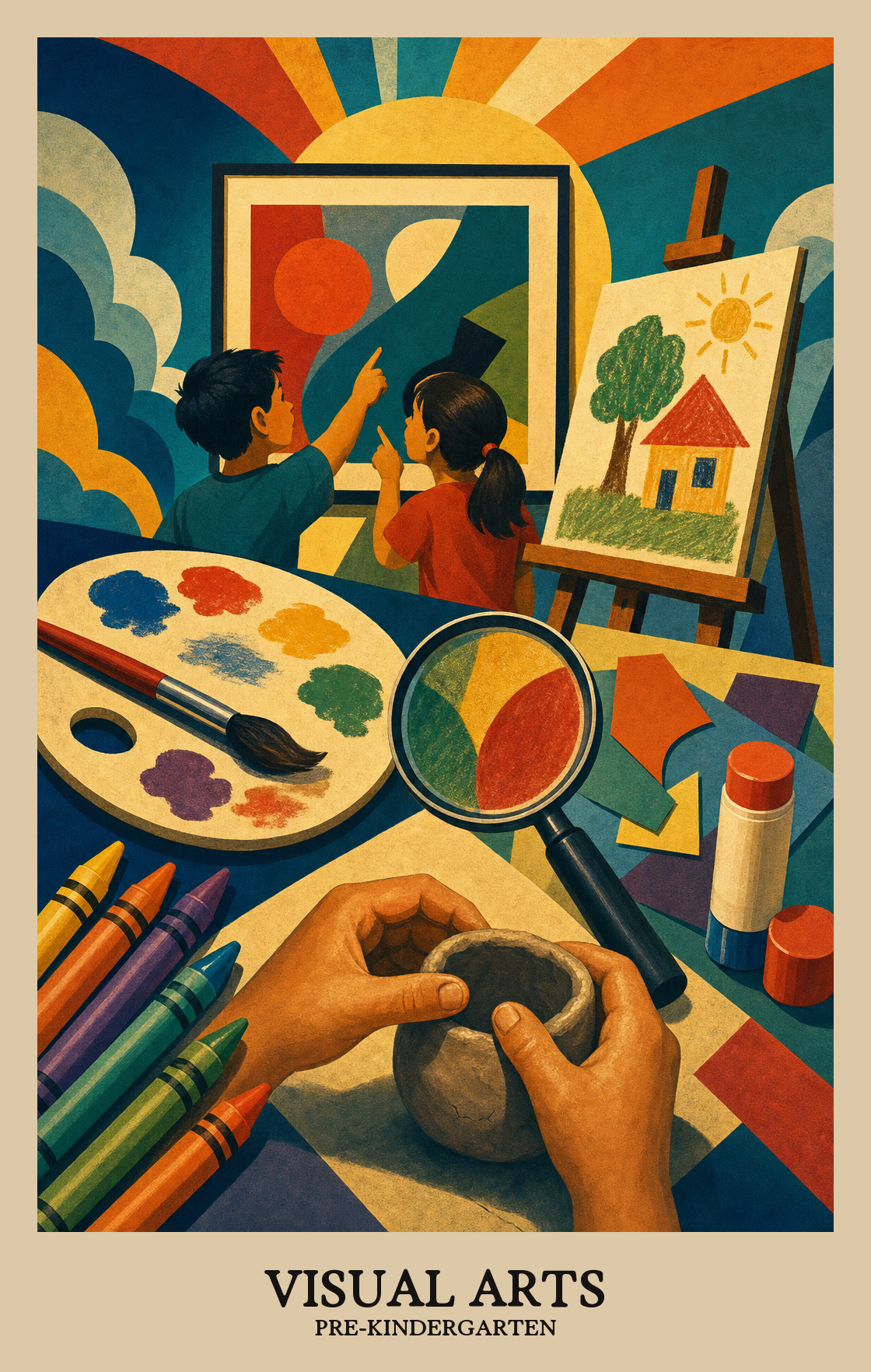 Illustration of what students learn in Pre-Kindergarten Arts: Visual Arts