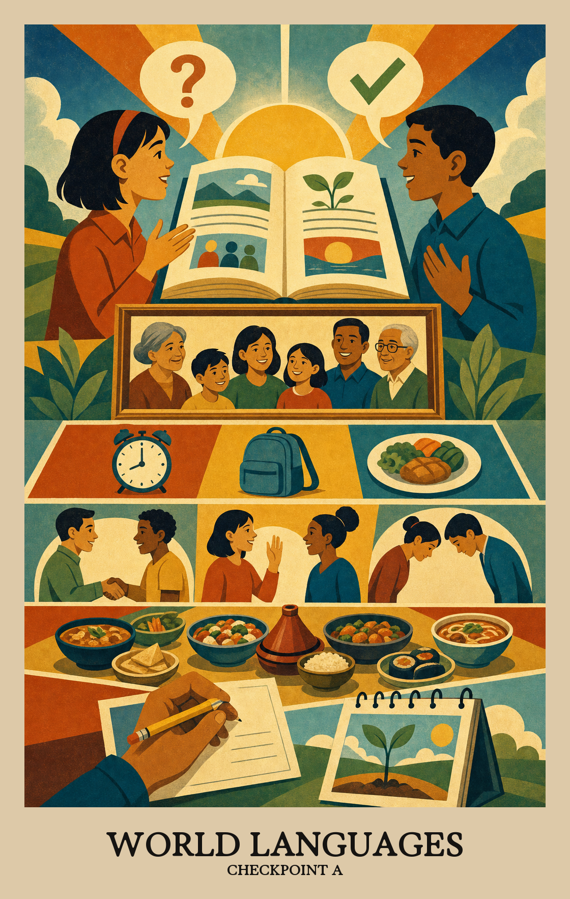 Illustration of what students learn in Checkpoint A World Languages