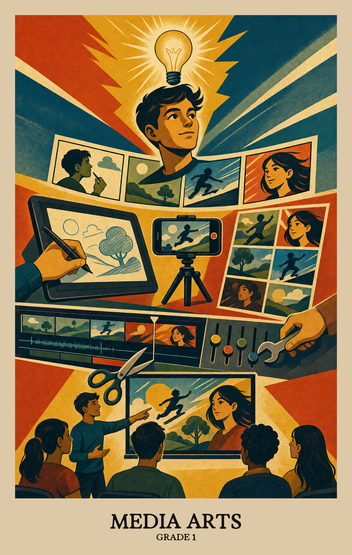 Illustration of what students learn in Grade 1 Arts: Media Arts