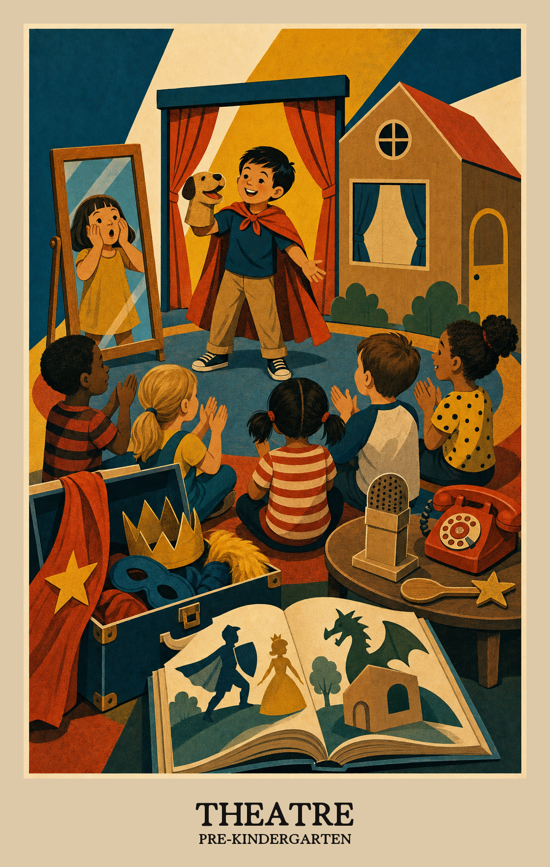 Illustration of what students learn in Pre-Kindergarten Arts: Theatre