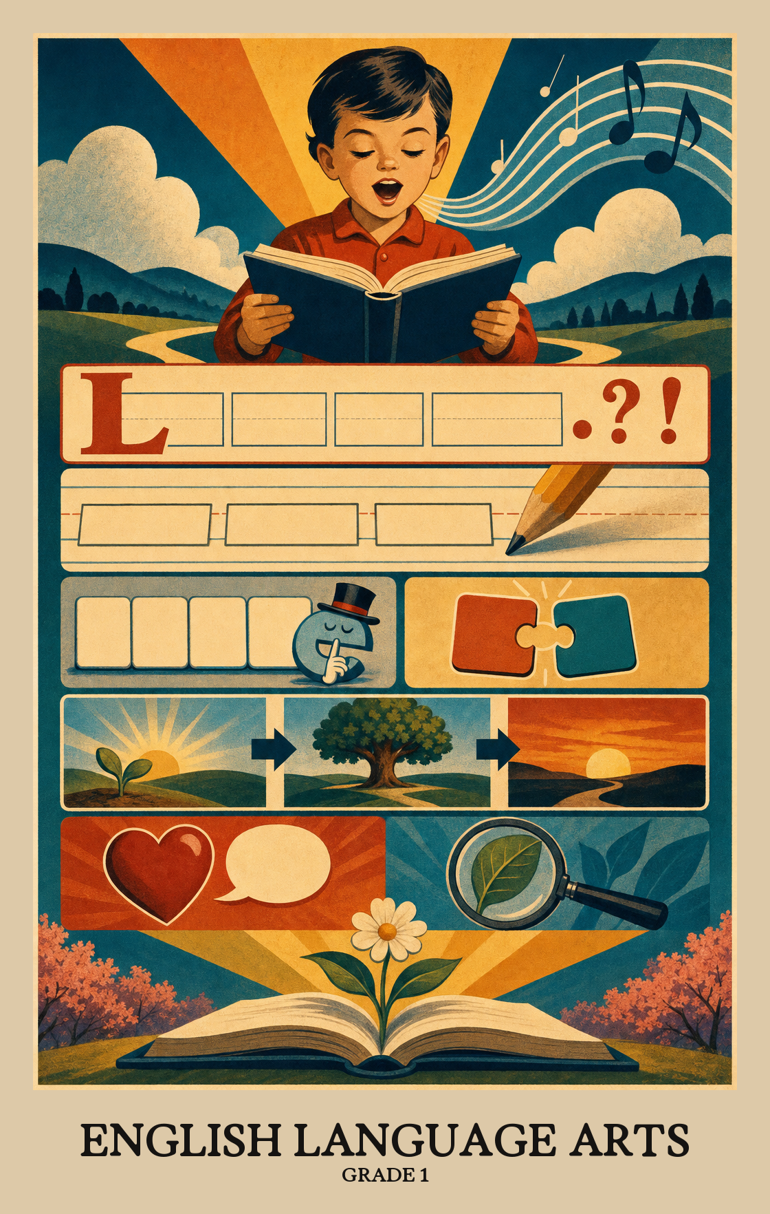 Illustration of what students learn in Grade 1 English Language Arts