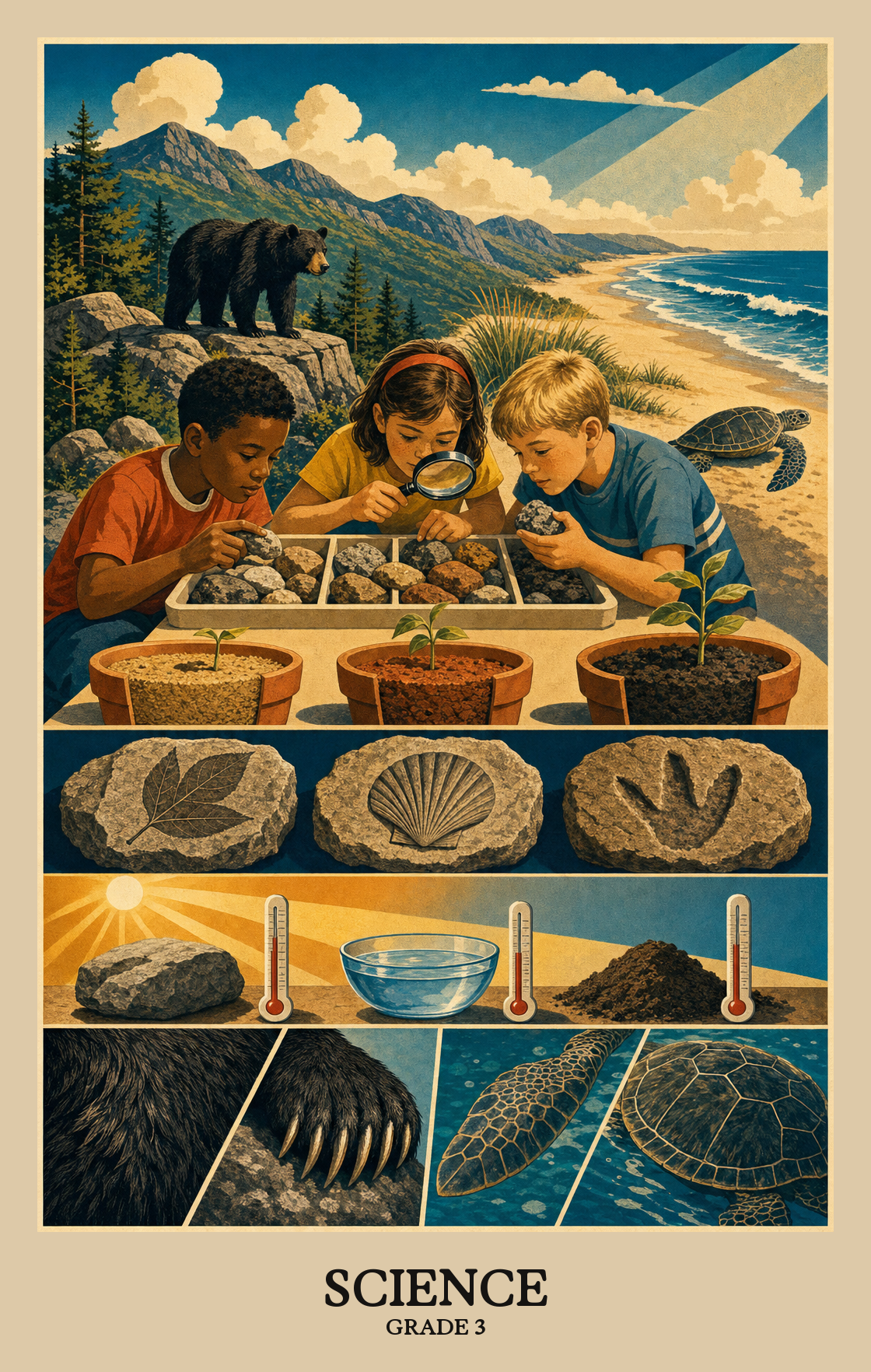 Illustration of what students learn in Grade 3 Science