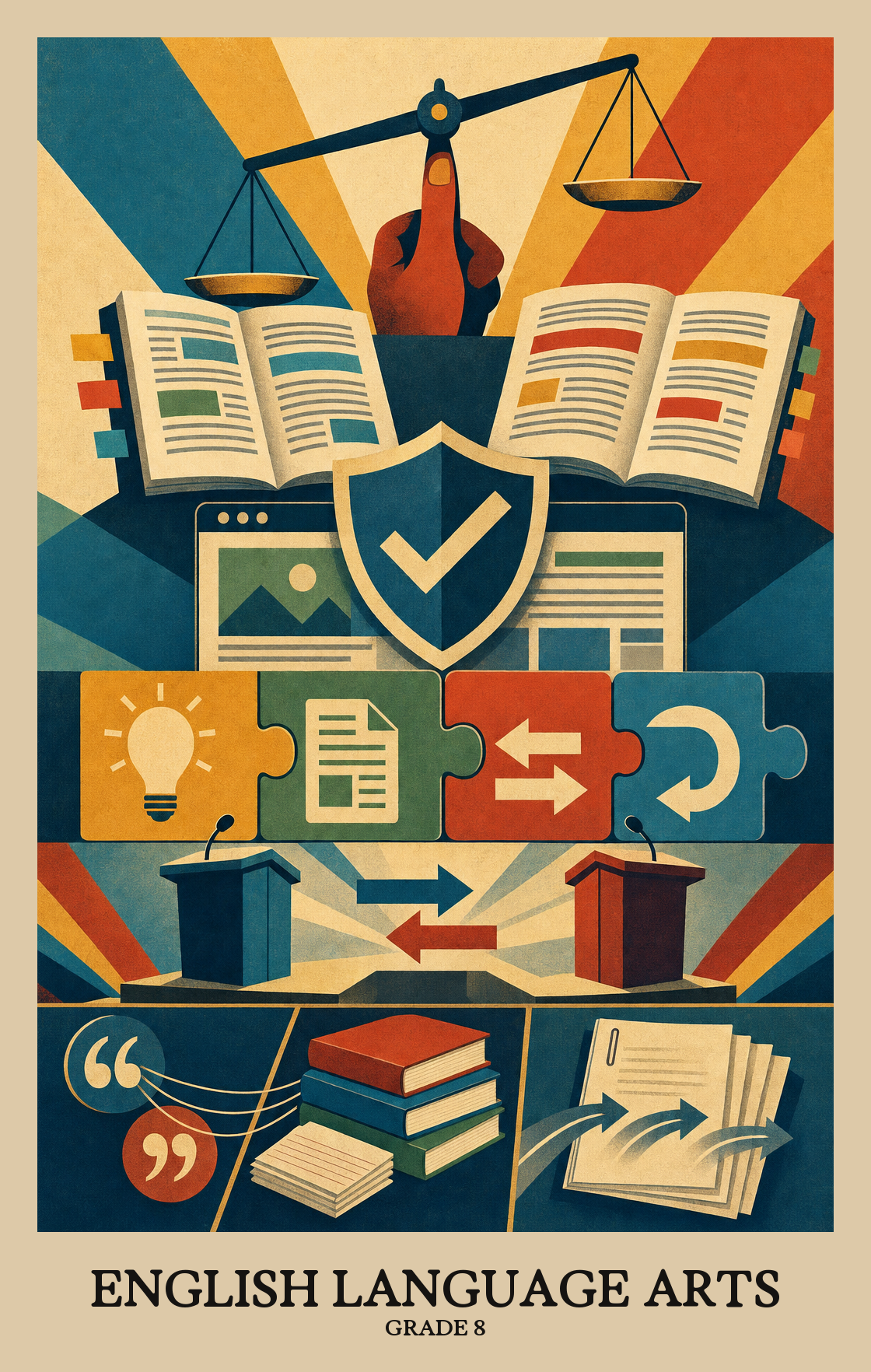 Illustration of what students learn in Grade 8 English Language Arts
