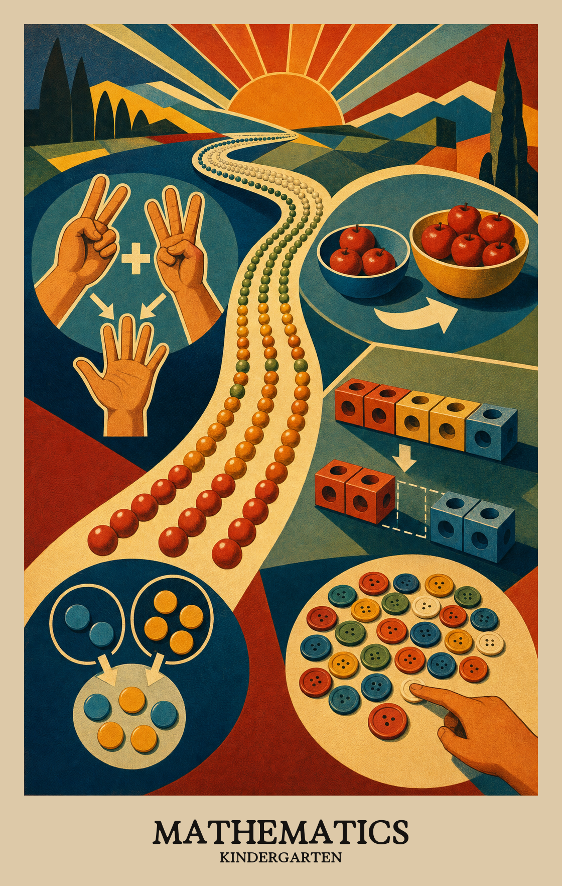 Illustration of what students learn in Kindergarten Mathematics