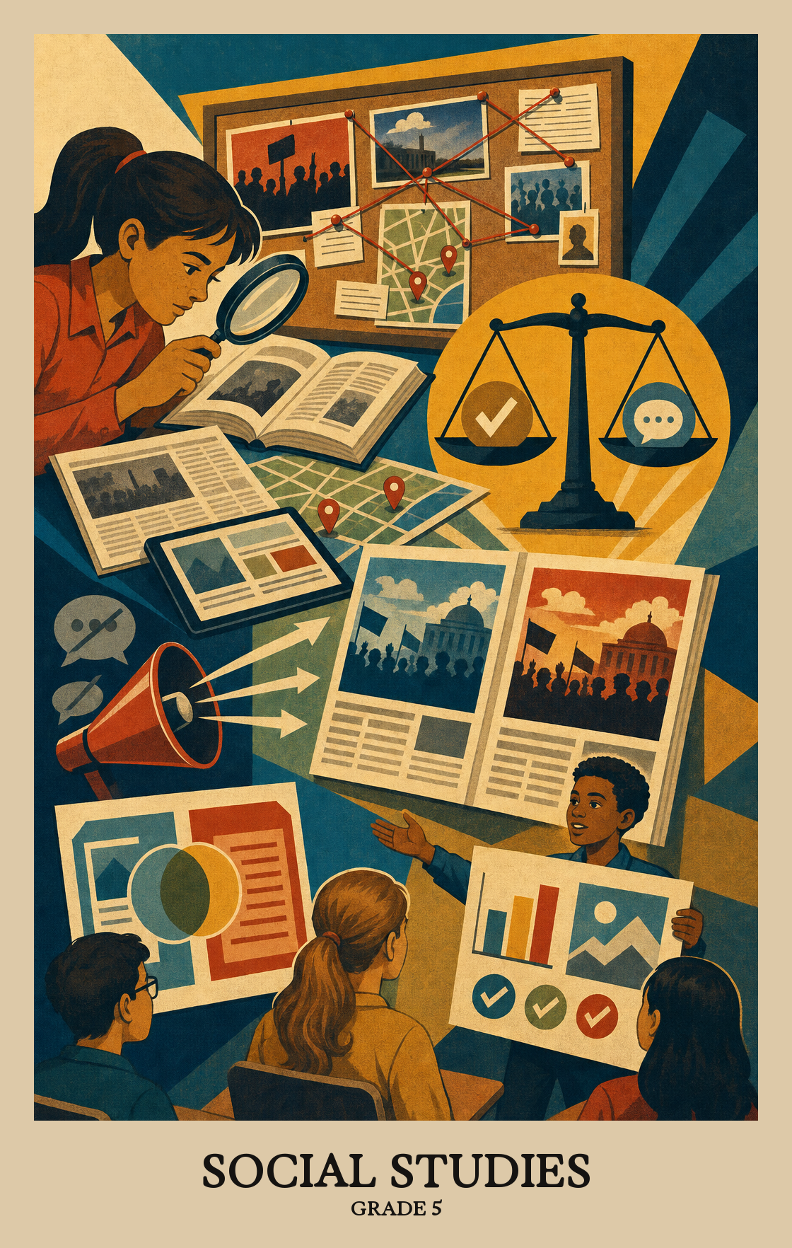 Illustration of what students learn in Grade 5 Social Studies