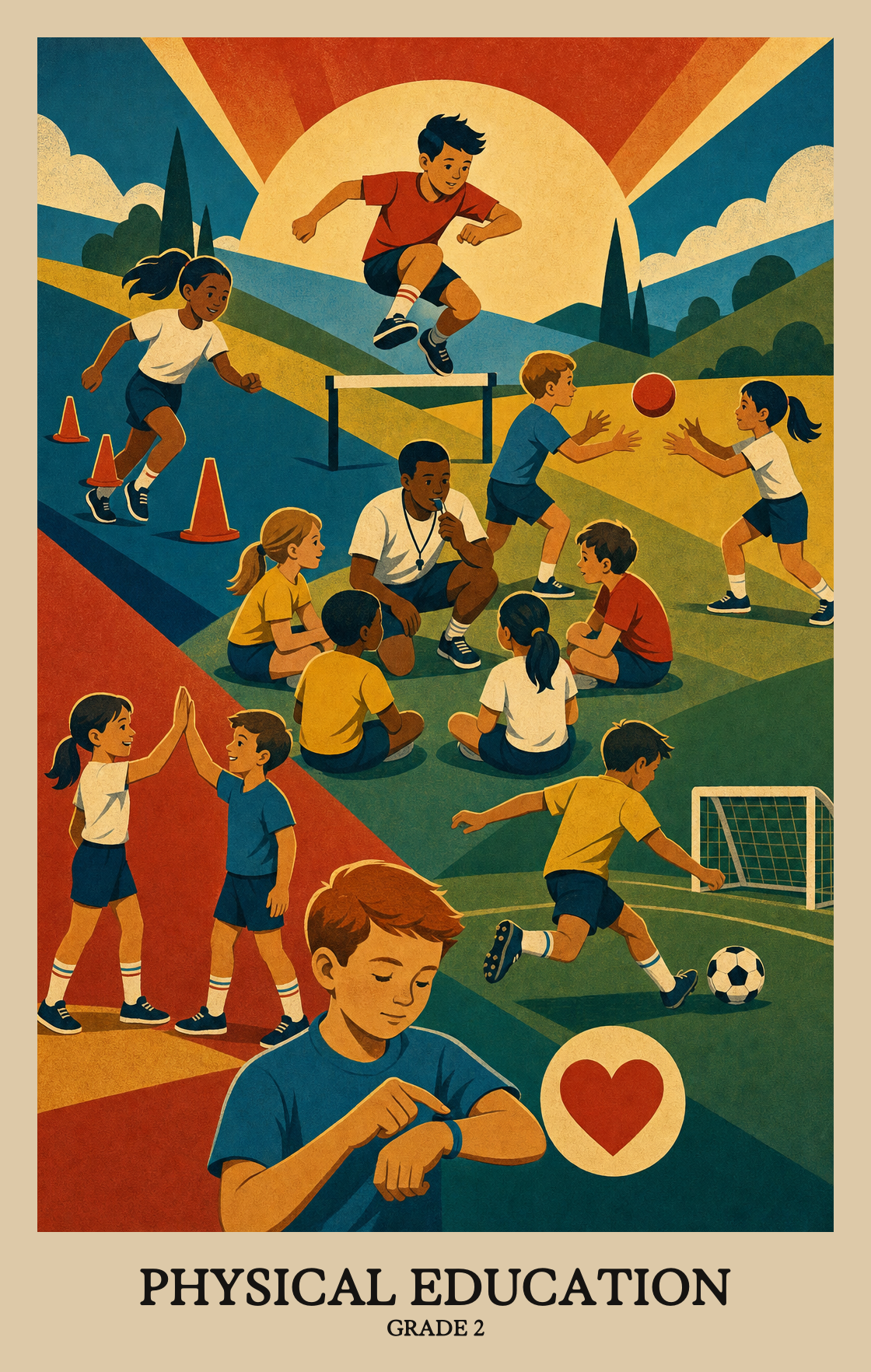 Illustration of what students learn in Grade 2 Physical Education