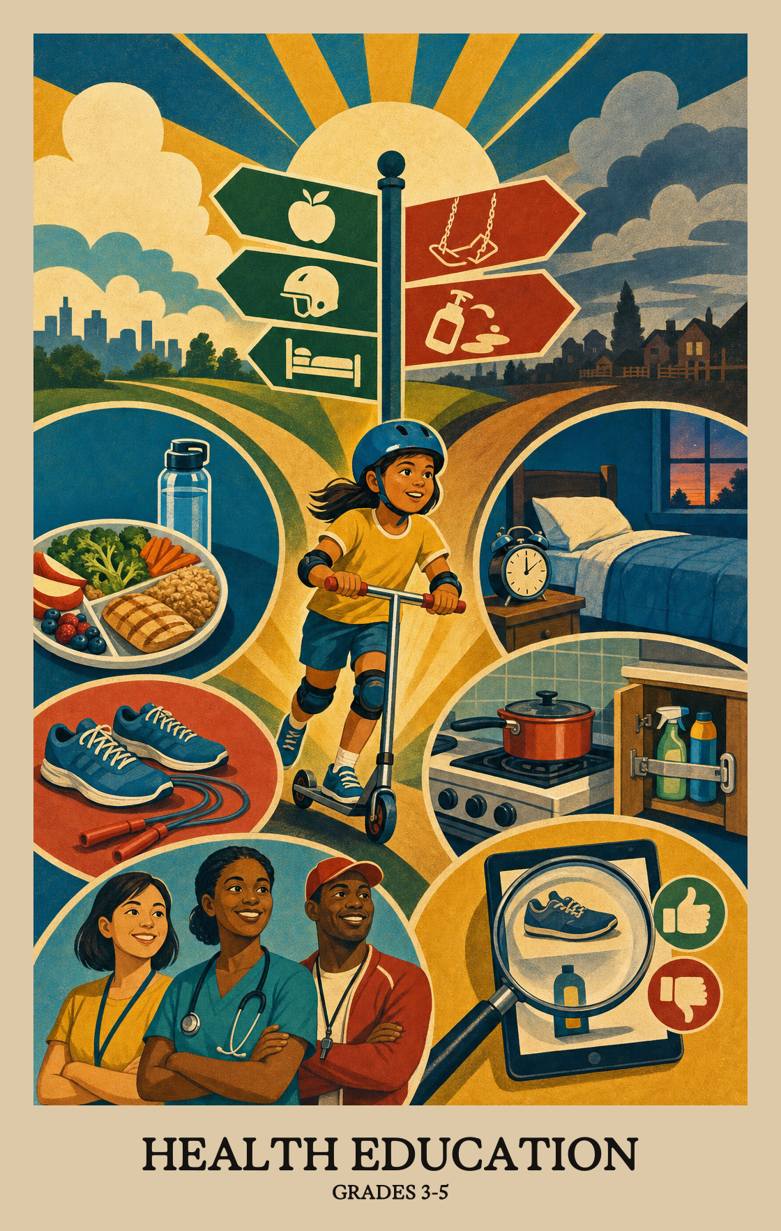 Illustration of what students learn in Grades 3-5 Health Education