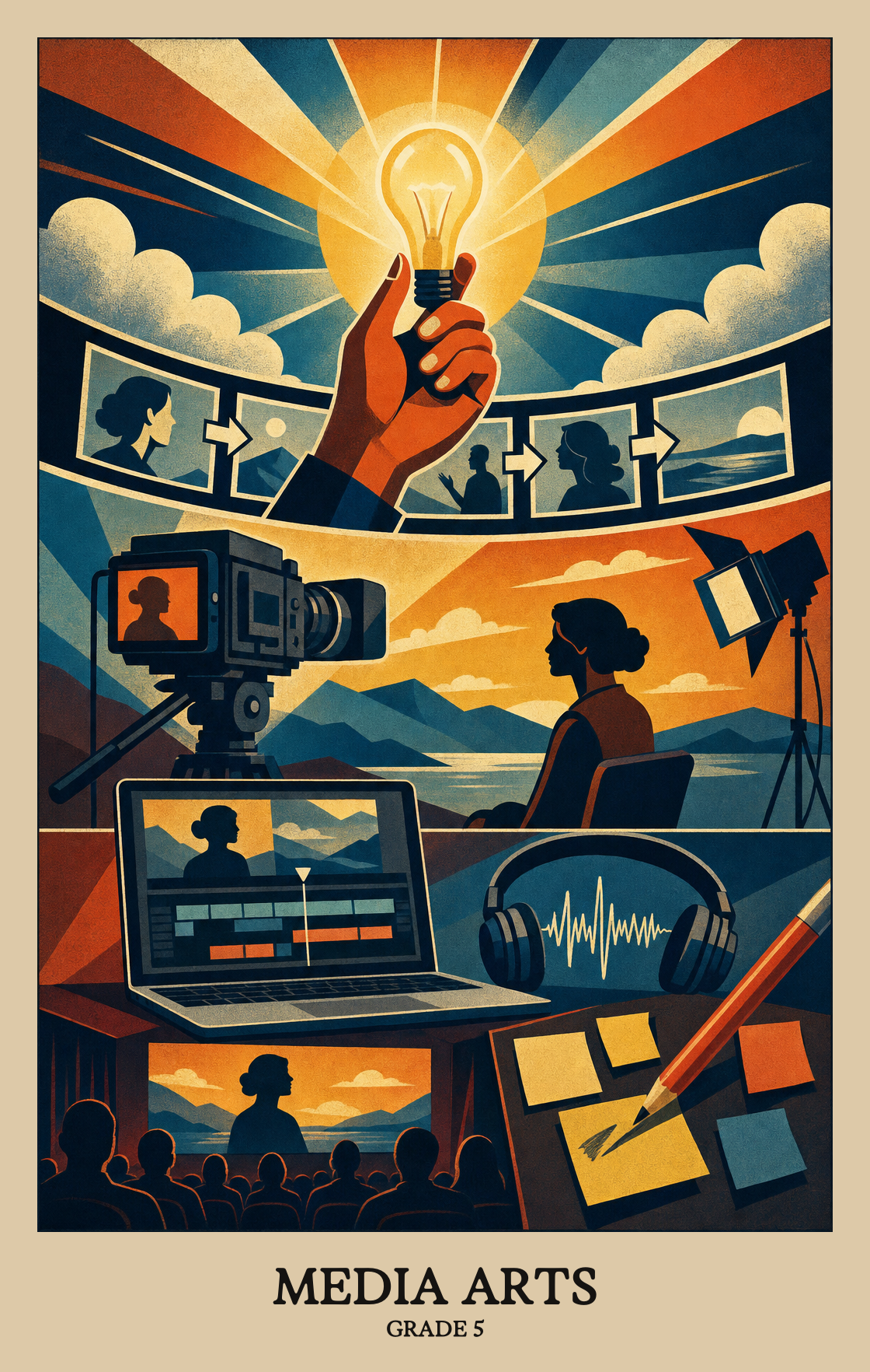 Illustration of what students learn in Grade 5 Arts: Media Arts