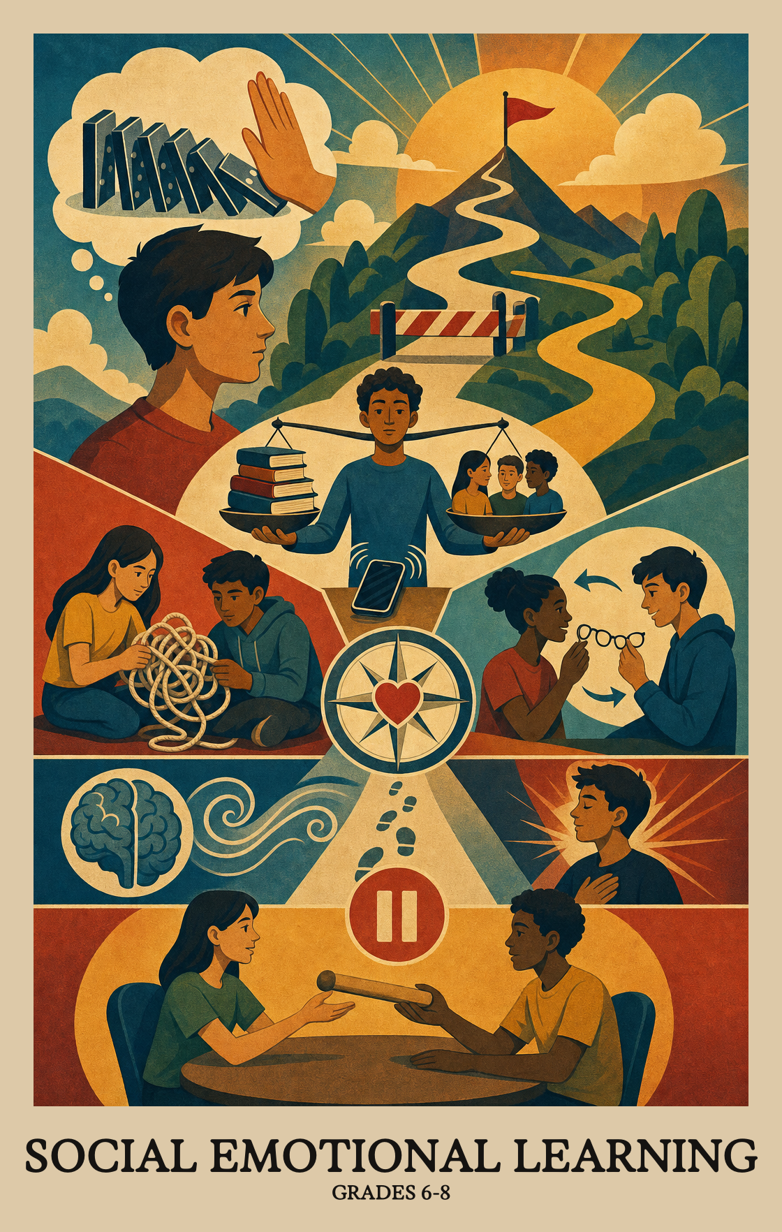 Illustration of what students learn in Grades 6-8 Social Emotional Learning