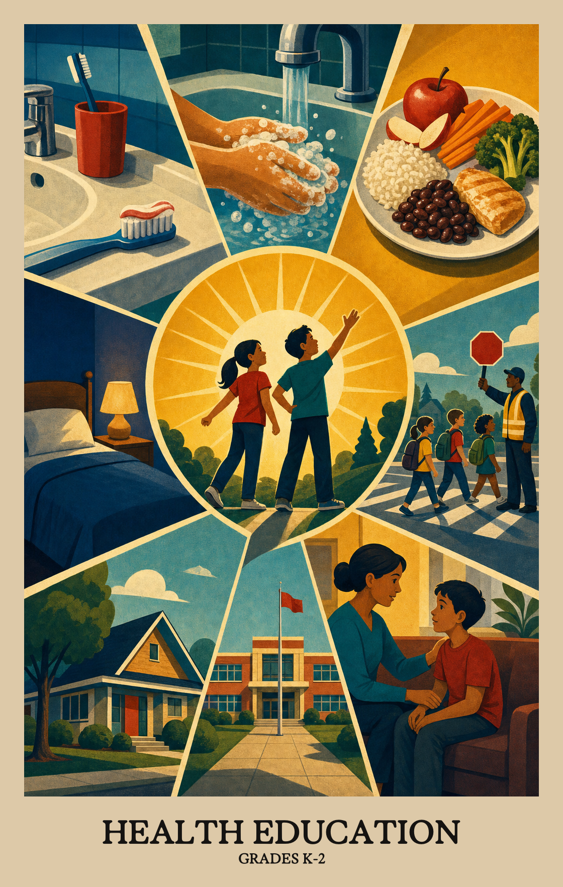 Illustration of what students learn in Grades K-2 Health Education