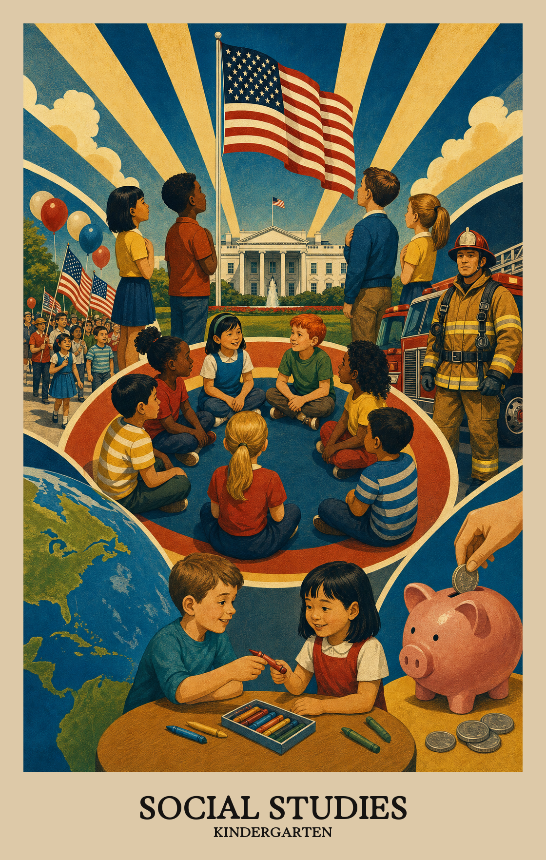 Illustration of what students learn in Kindergarten Social Studies